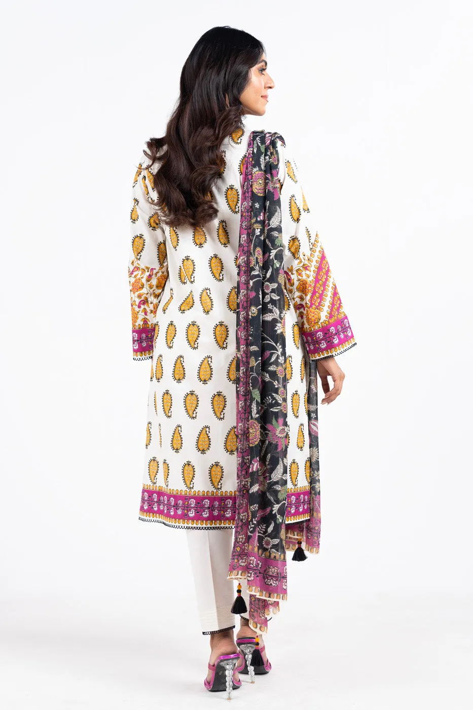 3 Pc Printed Lawn Suit With Poly Chiffon Dupatta
