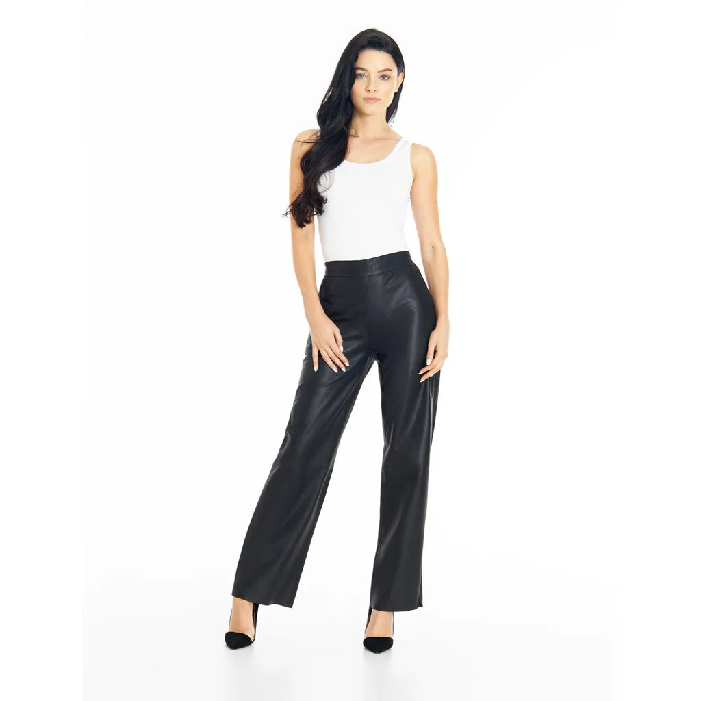 Alicia straight leg pants in leather / 50268 - Black (Nero)