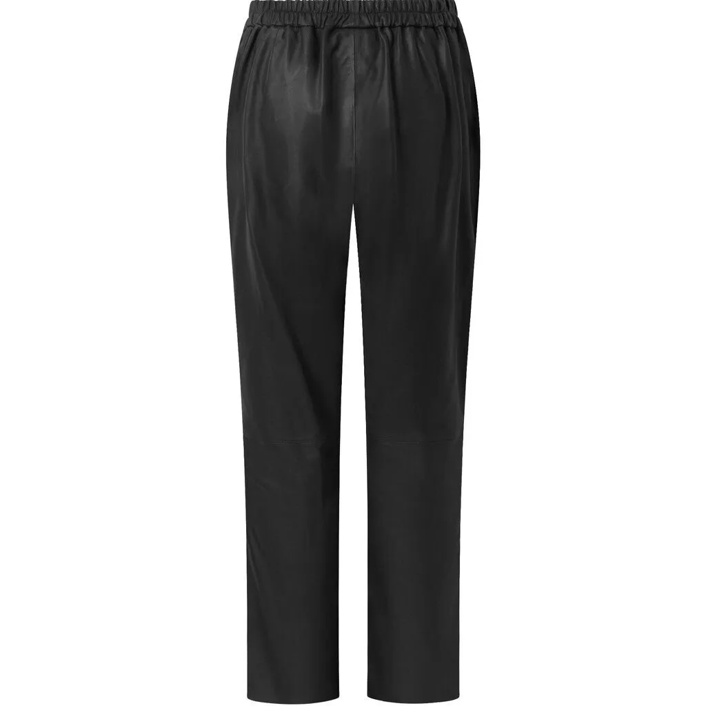 Alicia straight leg pants in leather / 50268 - Black (Nero)