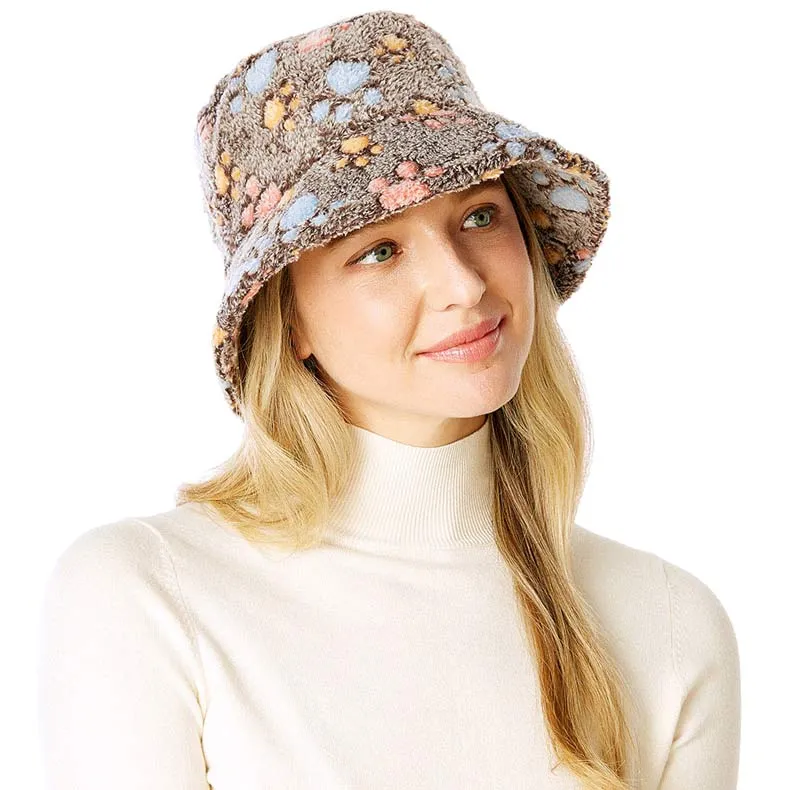 Animal Paw Faux Fur Bucket Hat