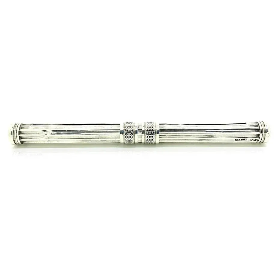 Antique Victorian 1898 Silver Ink Pen & Pencil