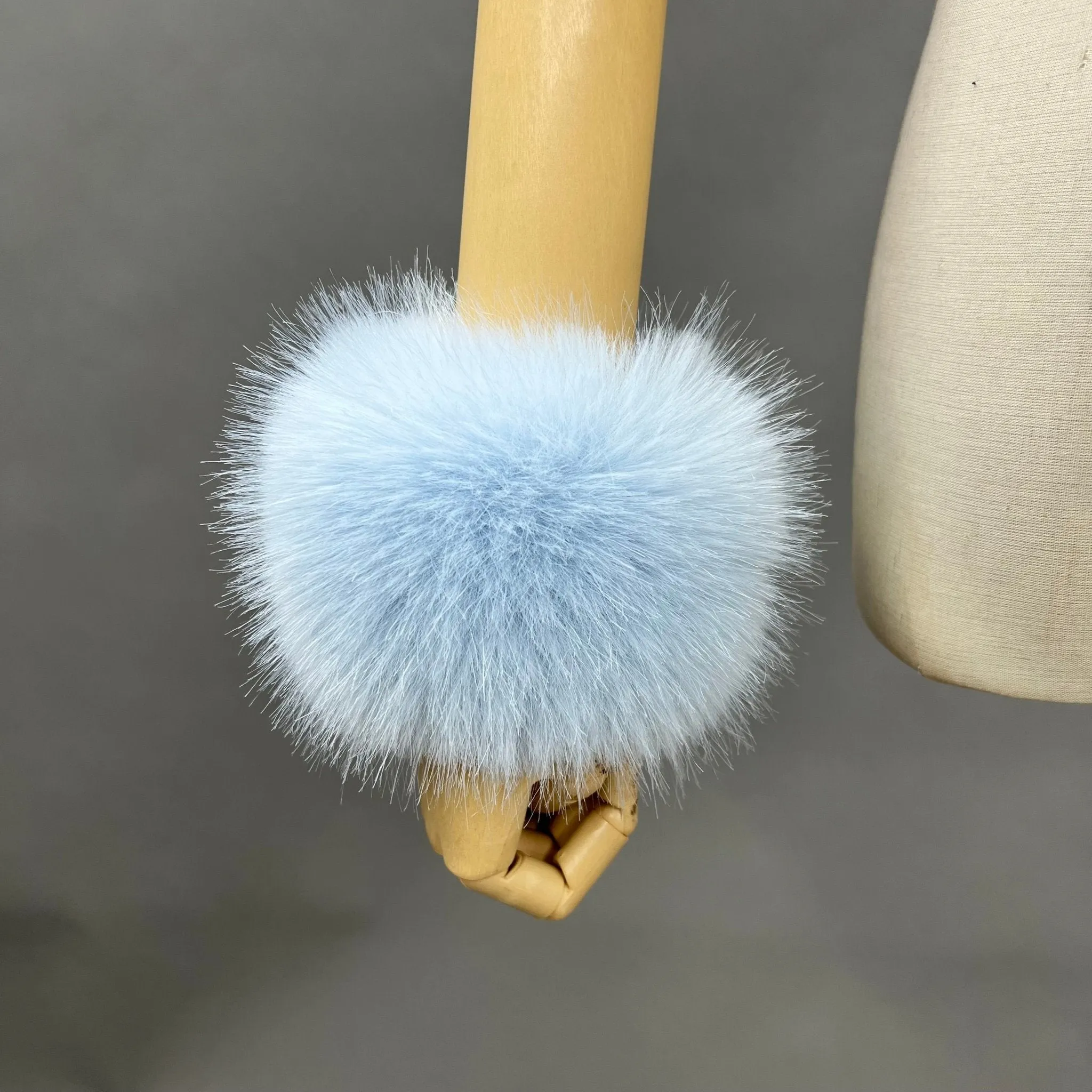 Baby Blue Snap Band Faux Fur Cuffs