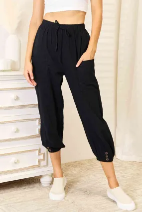 Be You Decorative Button Cropped Pants