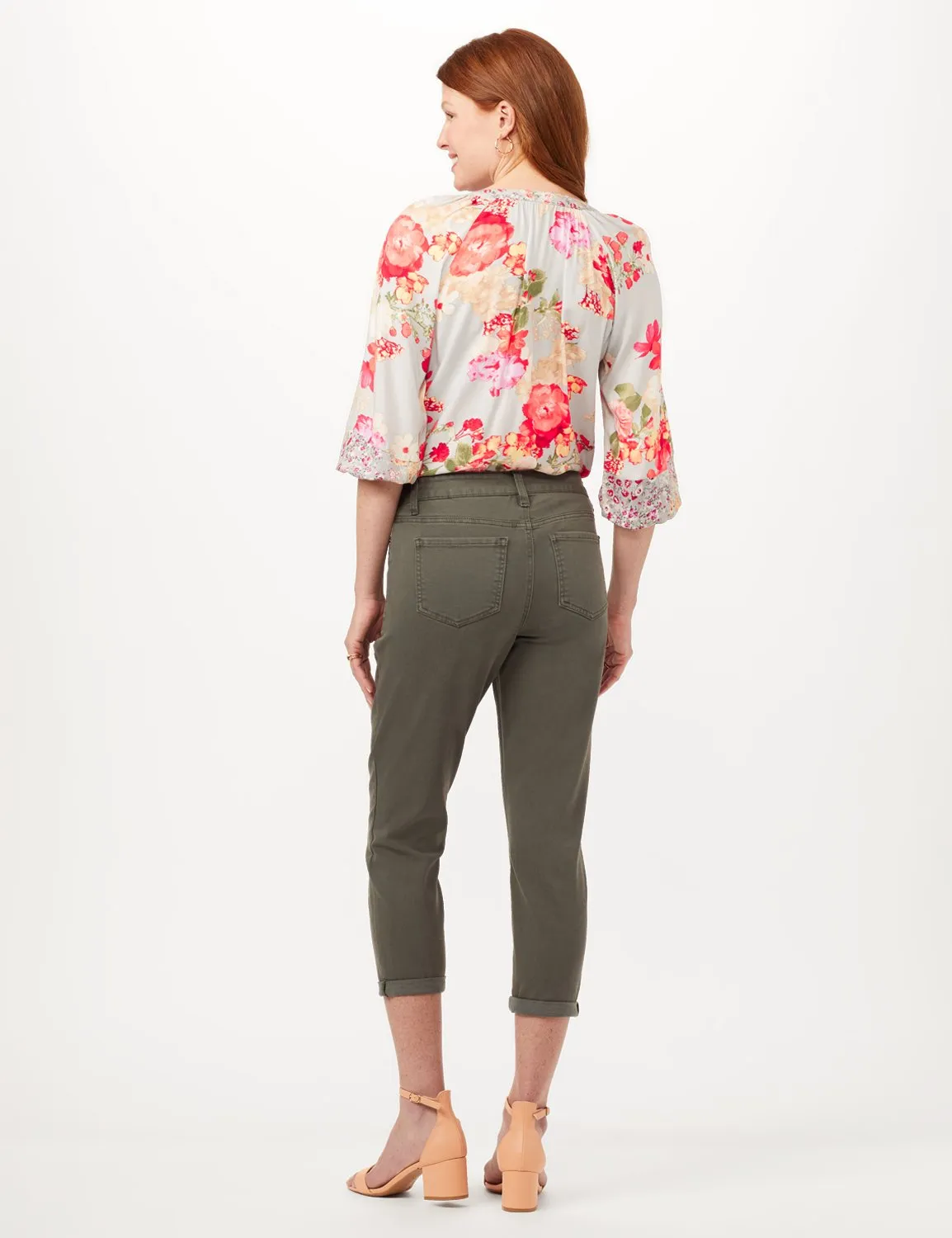 Belted Cargo Pants with Roll Cuff Bottom
