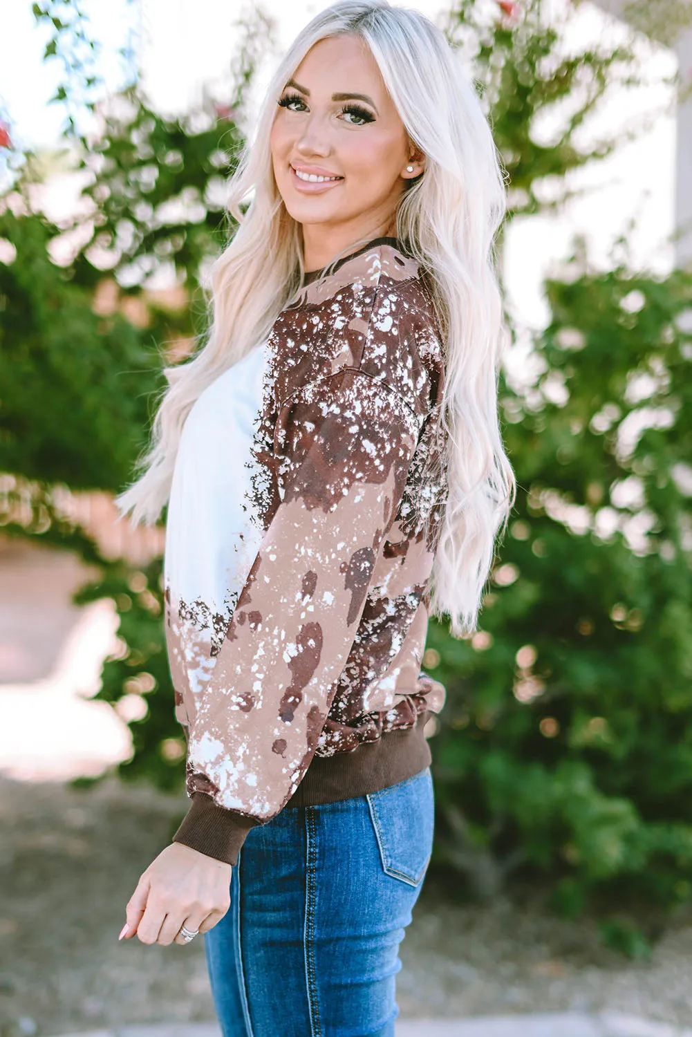 Bleached Tie Dye Long Sleeve Top