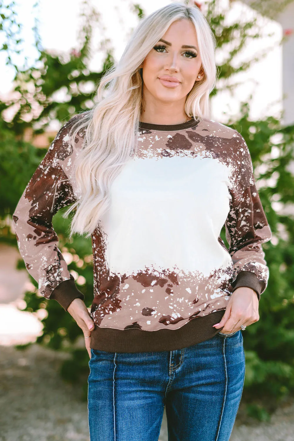 Bleached Tie Dye Long Sleeve Top