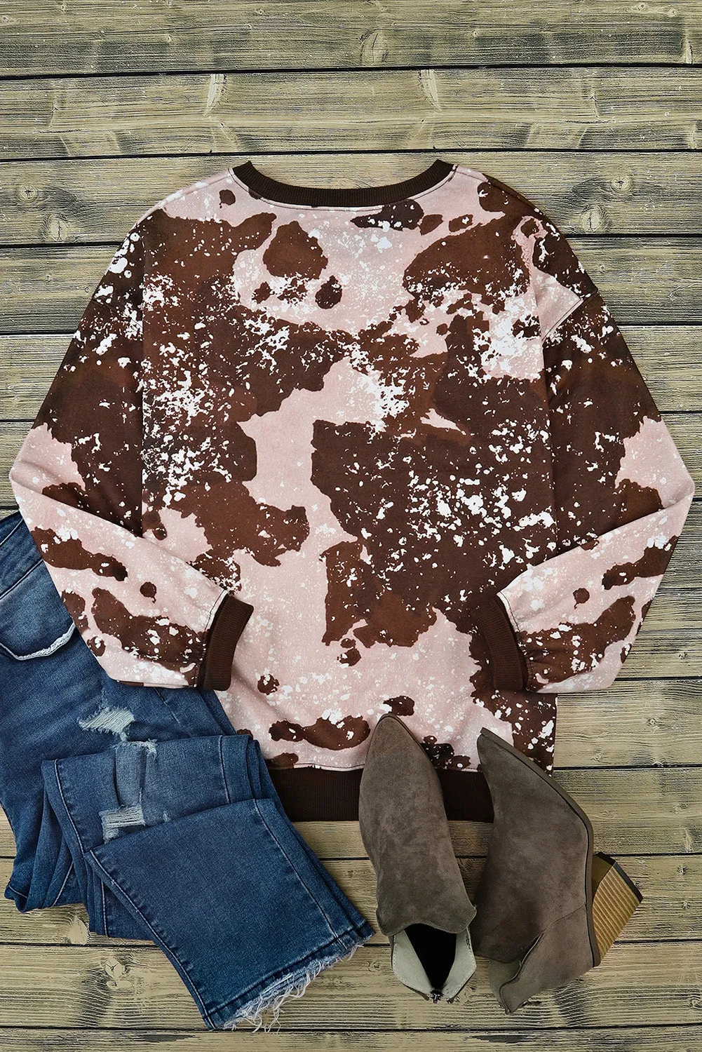 Bleached Tie Dye Long Sleeve Top