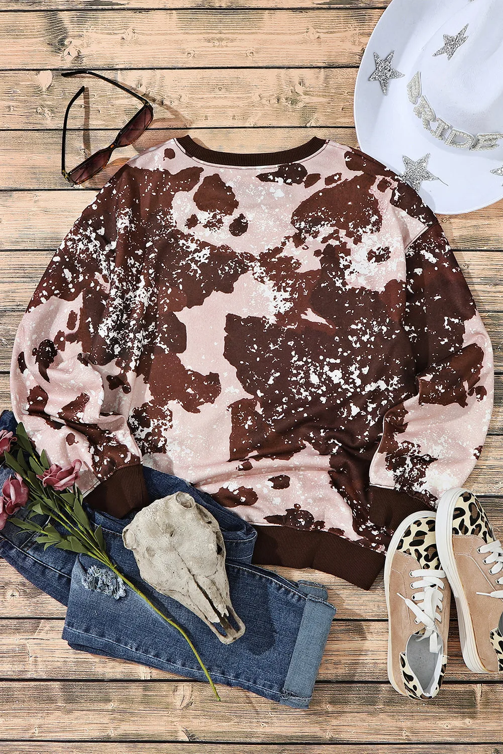 Bleached Tie Dye Long Sleeve Top