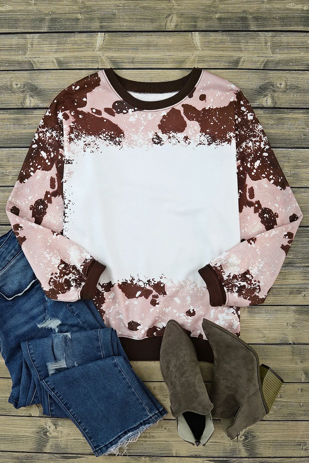 Bleached Tie Dye Long Sleeve Top
