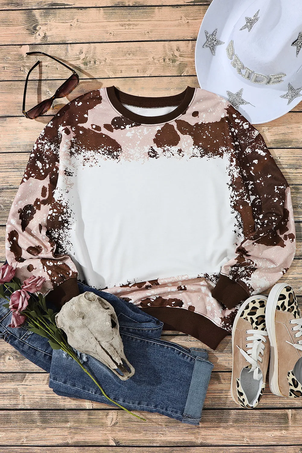 Bleached Tie Dye Long Sleeve Top