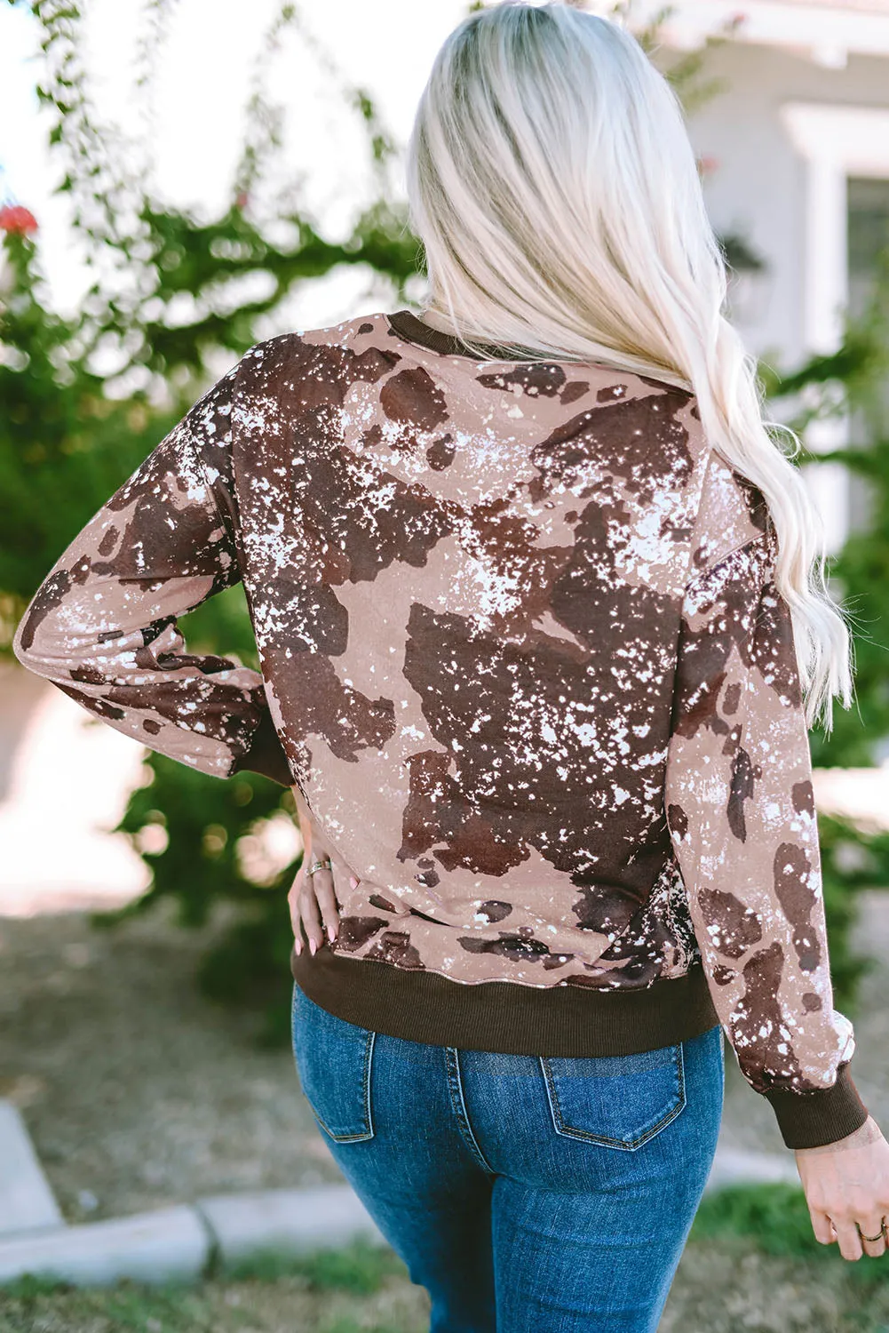 Bleached Tie Dye Long Sleeve Top