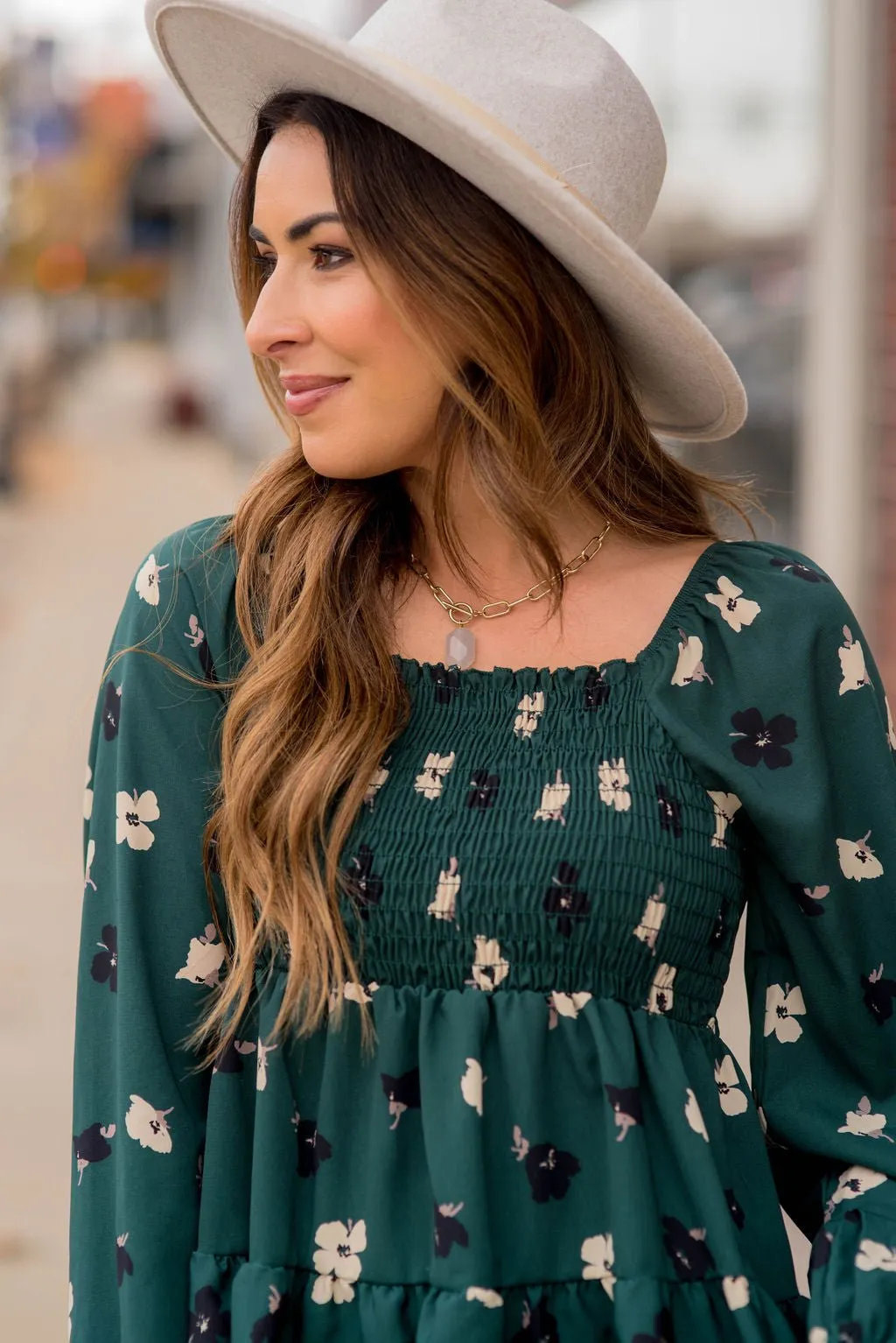 Blossoms Ruched Top Tiered Blouse