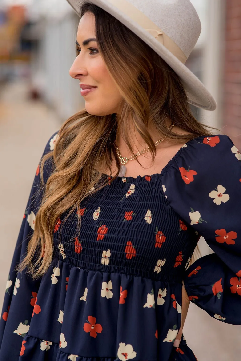 Blossoms Ruched Top Tiered Blouse