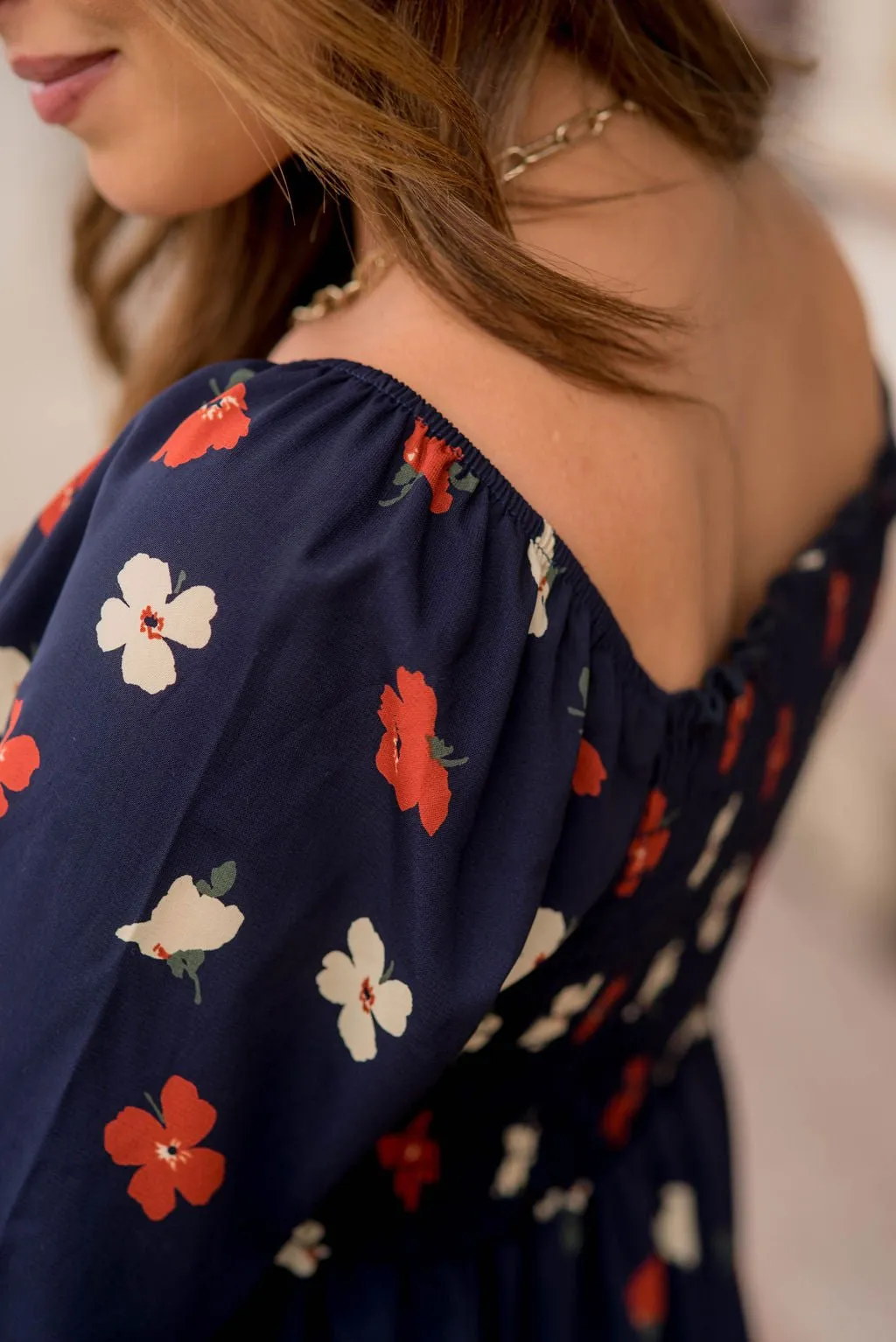 Blossoms Ruched Top Tiered Blouse