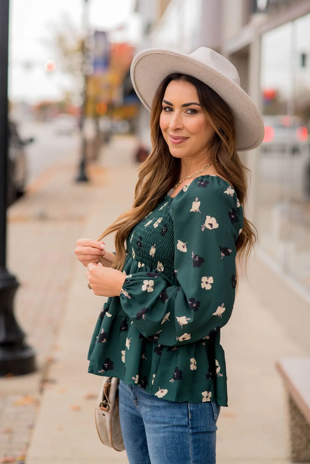 Blossoms Ruched Top Tiered Blouse