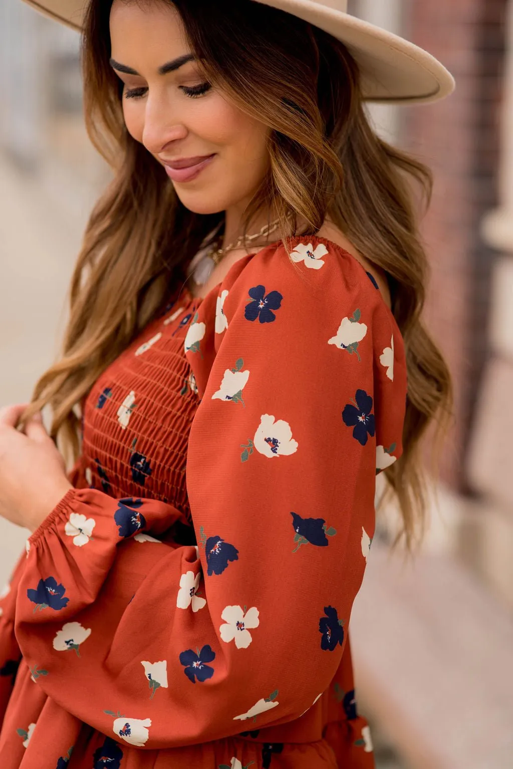 Blossoms Ruched Top Tiered Blouse