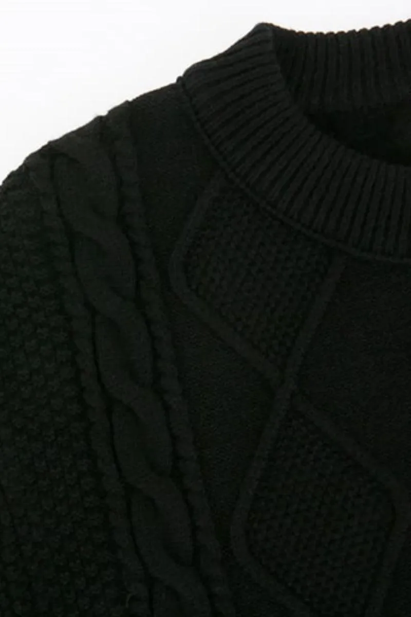 Cable Crop Label Knit Black