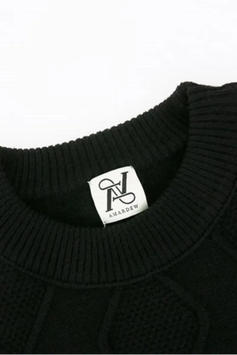 Cable Crop Label Knit Black