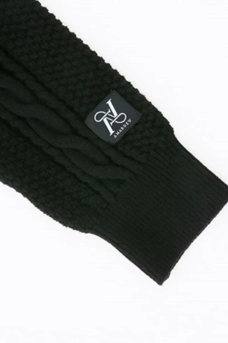 Cable Crop Label Knit Black