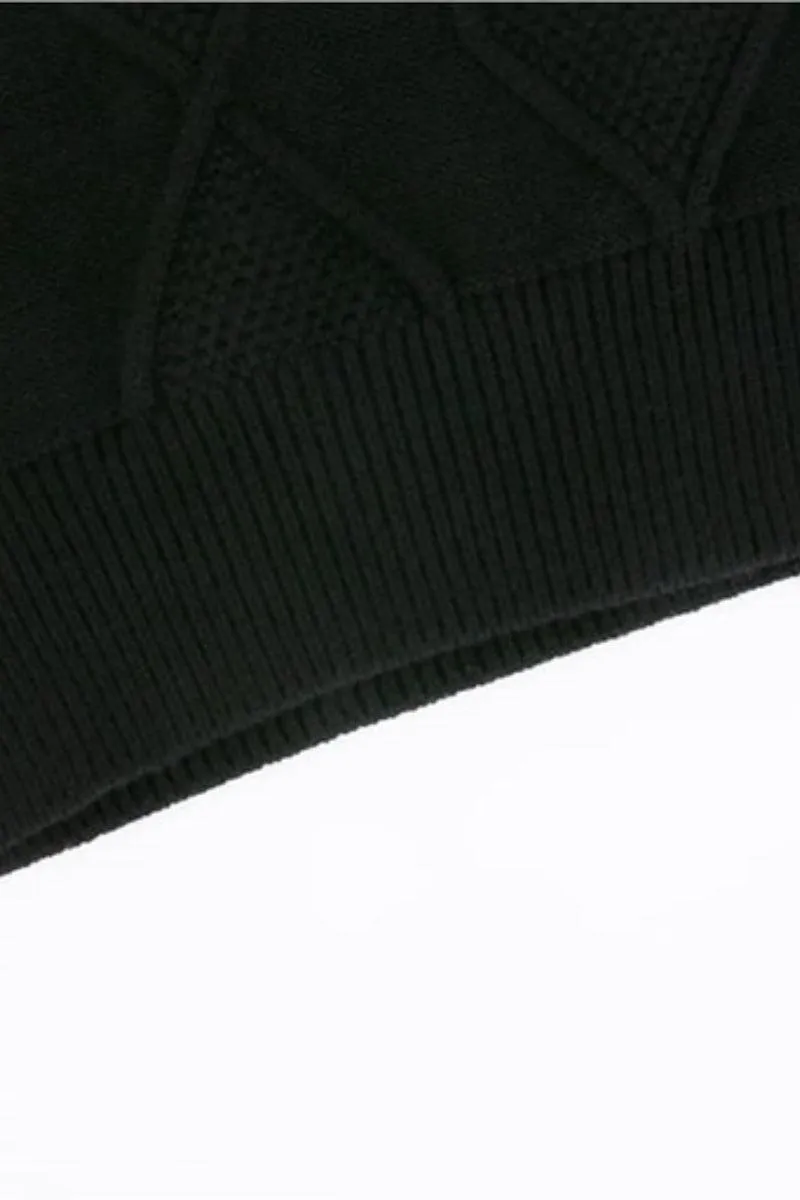 Cable Crop Label Knit Black