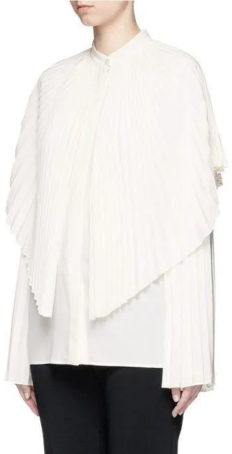 'Carissa' Pleated Cape Overlay Shirt