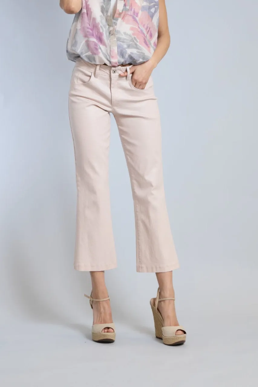 Coated Kick Flare Jean | Pink