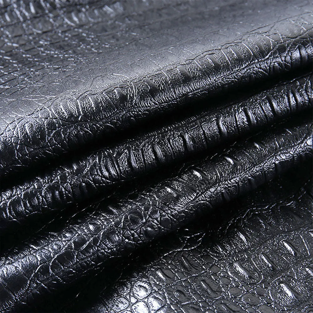 Crocodile Print Loose Faux Leather Pants