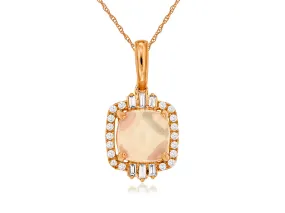 Cushion Cut Opal and Diamond Halo Pendant