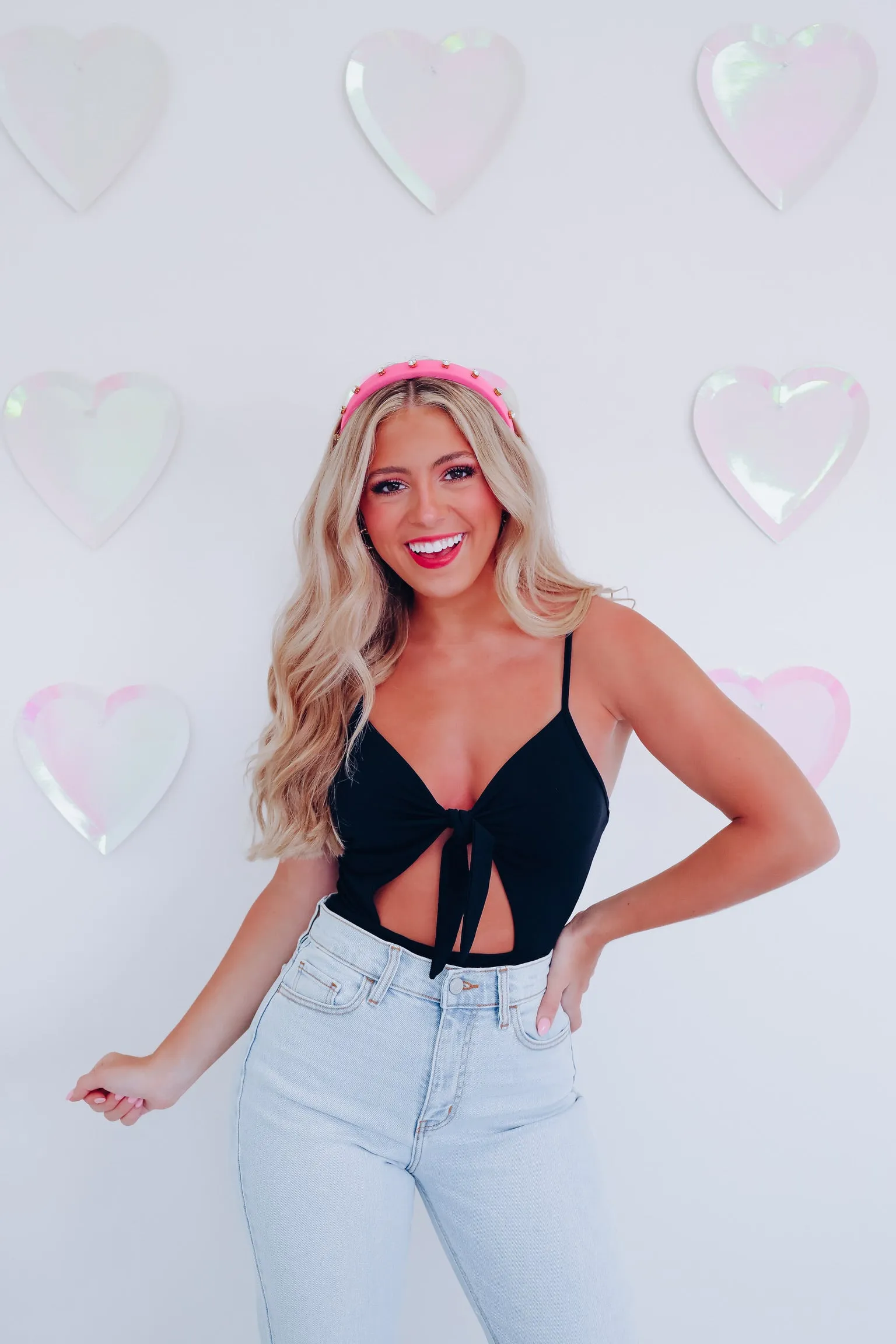 Cut It Out Front Tie Bodysuit - Black