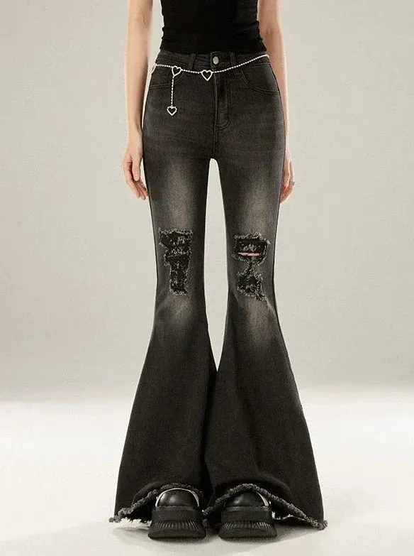 Denim Flared Damaged