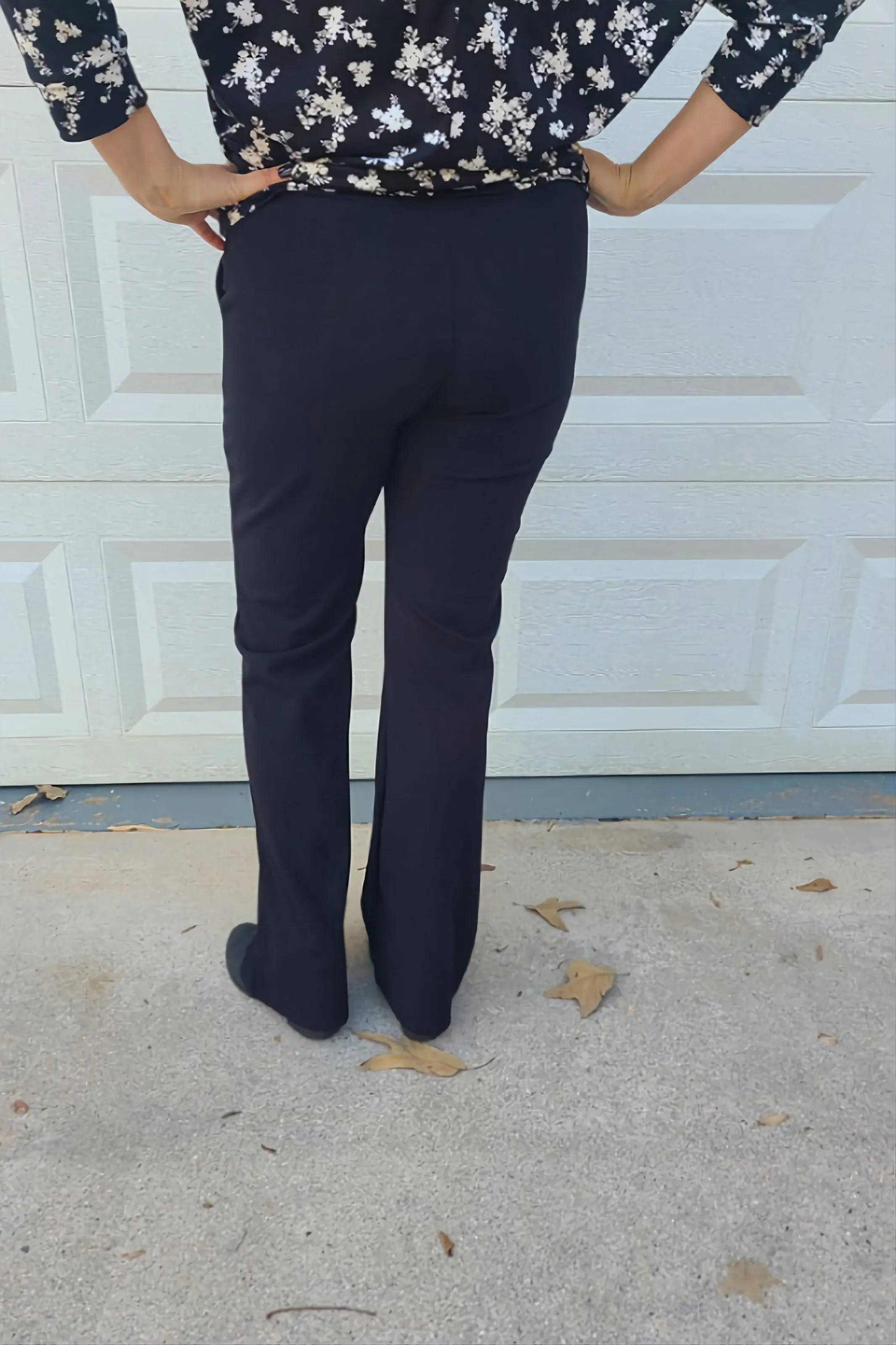 Flare Polyester Pants in Black