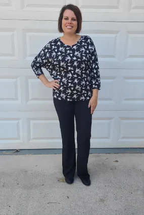 Flare Polyester Pants in Black