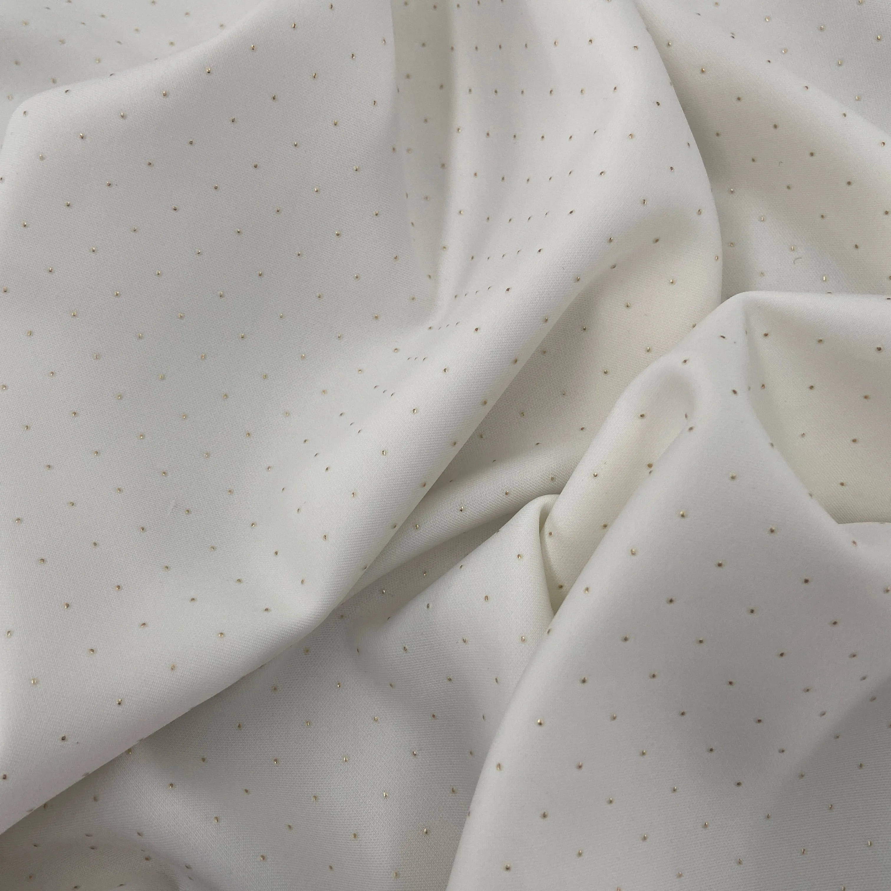 FS590_1 Gold Diamond Gel Scuba Stretch Knit Fabric Ivory