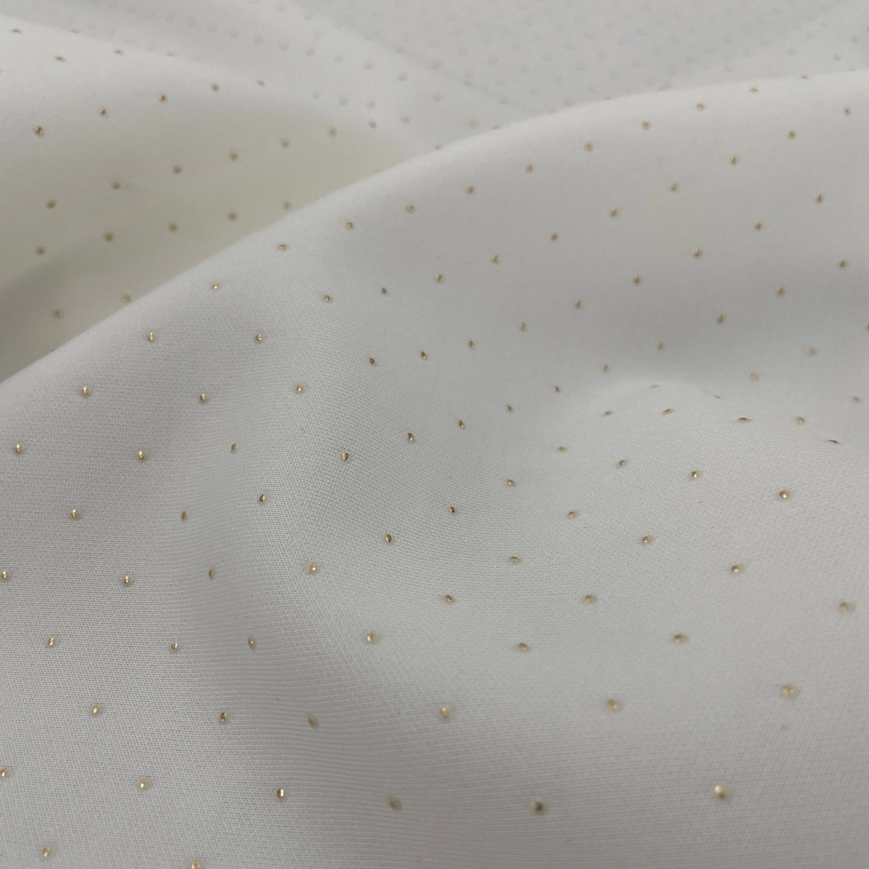 FS590_1 Gold Diamond Gel Scuba Stretch Knit Fabric Ivory