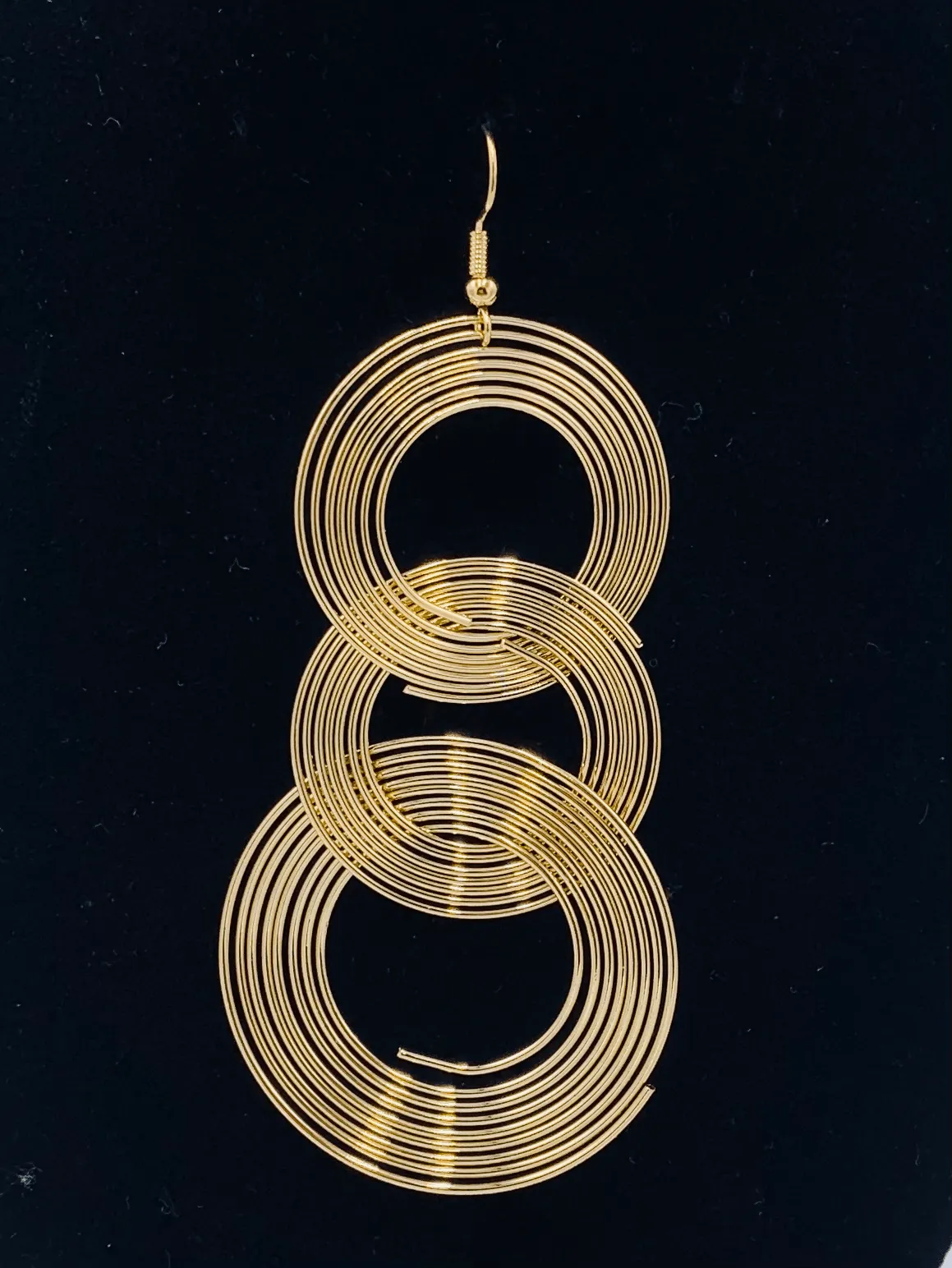 Gold Disc Dangle Hoops