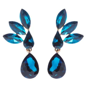 Gorgeous Chic Unique Simple Bridal Teardrop Dangle Fashion Earrings Gold Blue