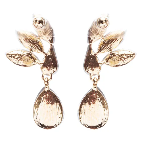 Gorgeous Chic Unique Simple Bridal Teardrop Dangle Fashion Earrings Gold Clear