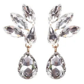 Gorgeous Chic Unique Simple Bridal Teardrop Dangle Fashion Earrings Gold Clear