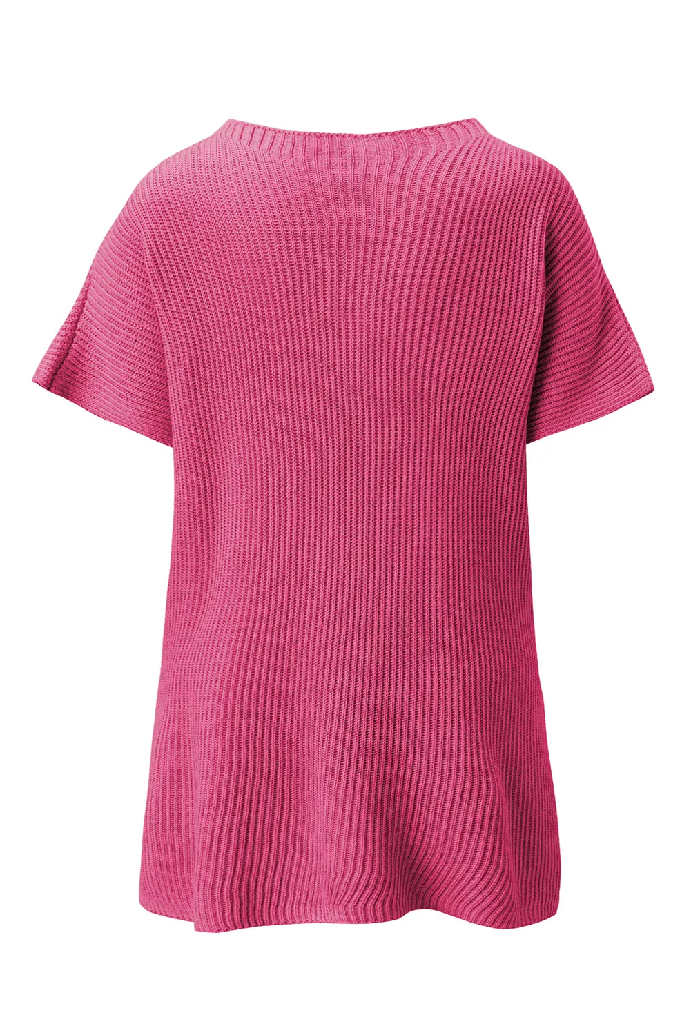 Gray Side Slit Short Dolman Sleeve Knitted Oversized Top