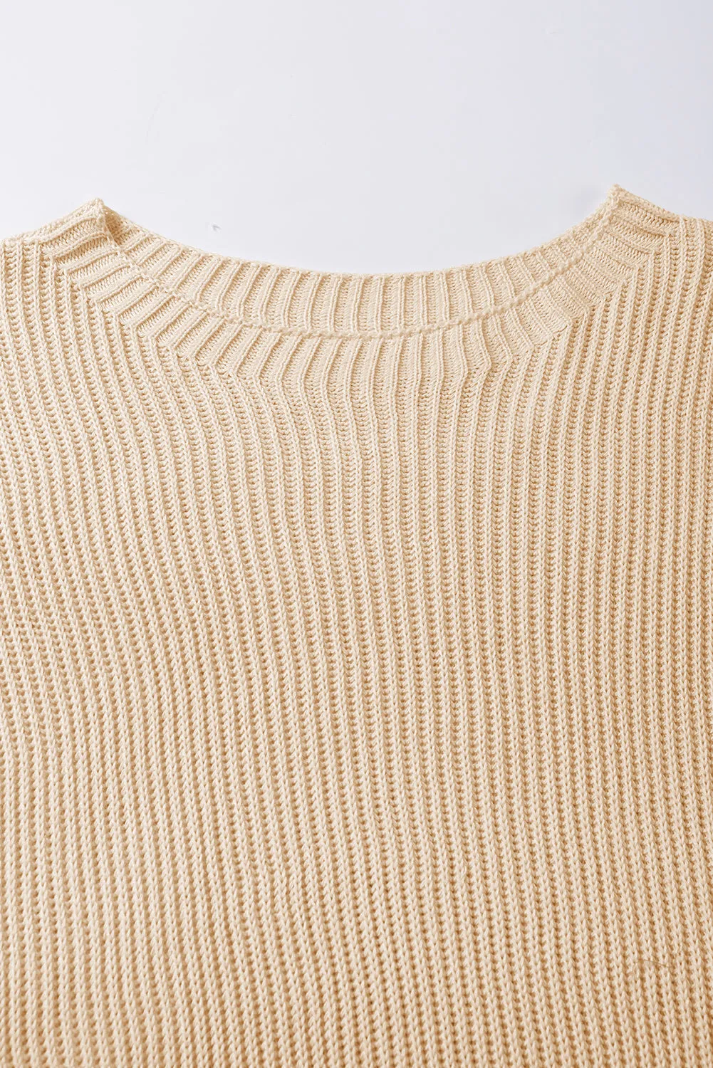 Gray Side Slit Short Dolman Sleeve Knitted Oversized Top