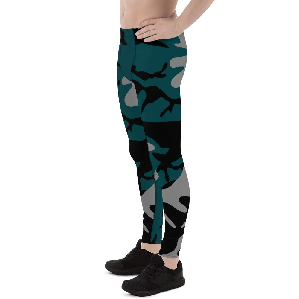 Gray, Teal and Black Men's Leggings