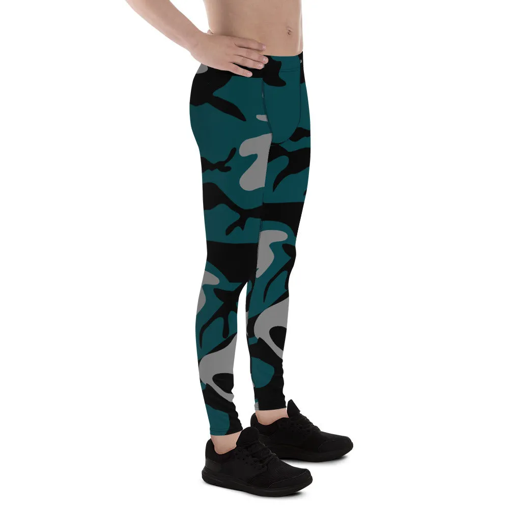 Gray, Teal and Black Men's Leggings