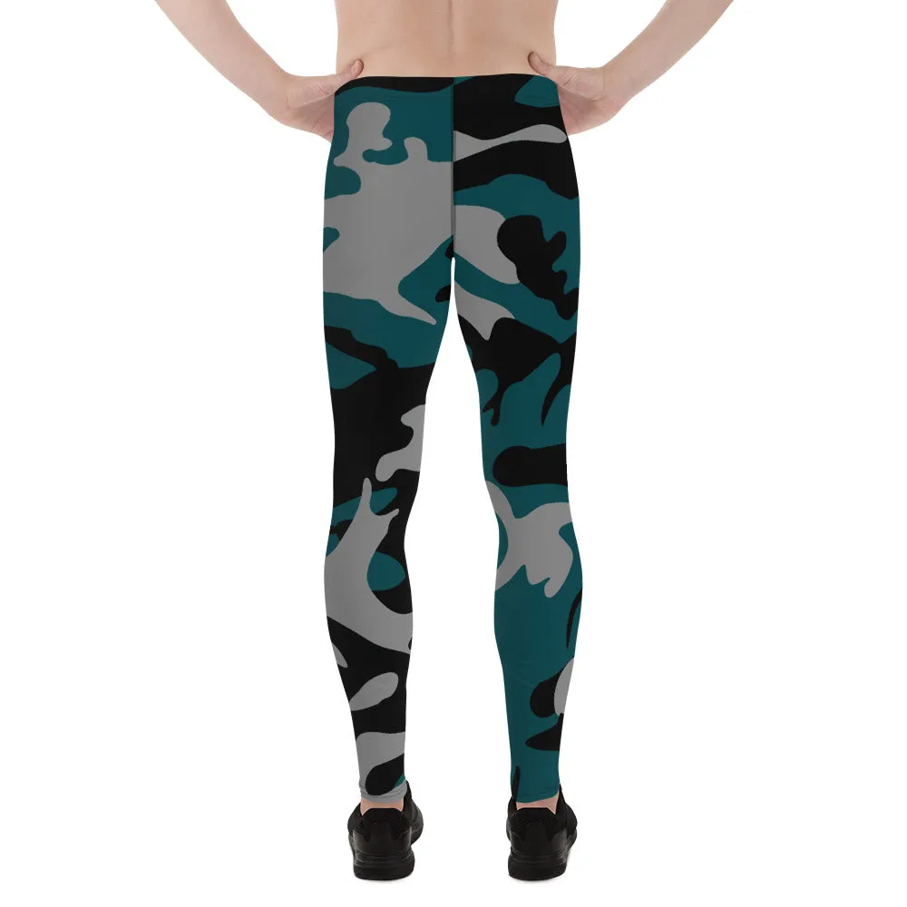Gray, Teal and Black Men's Leggings