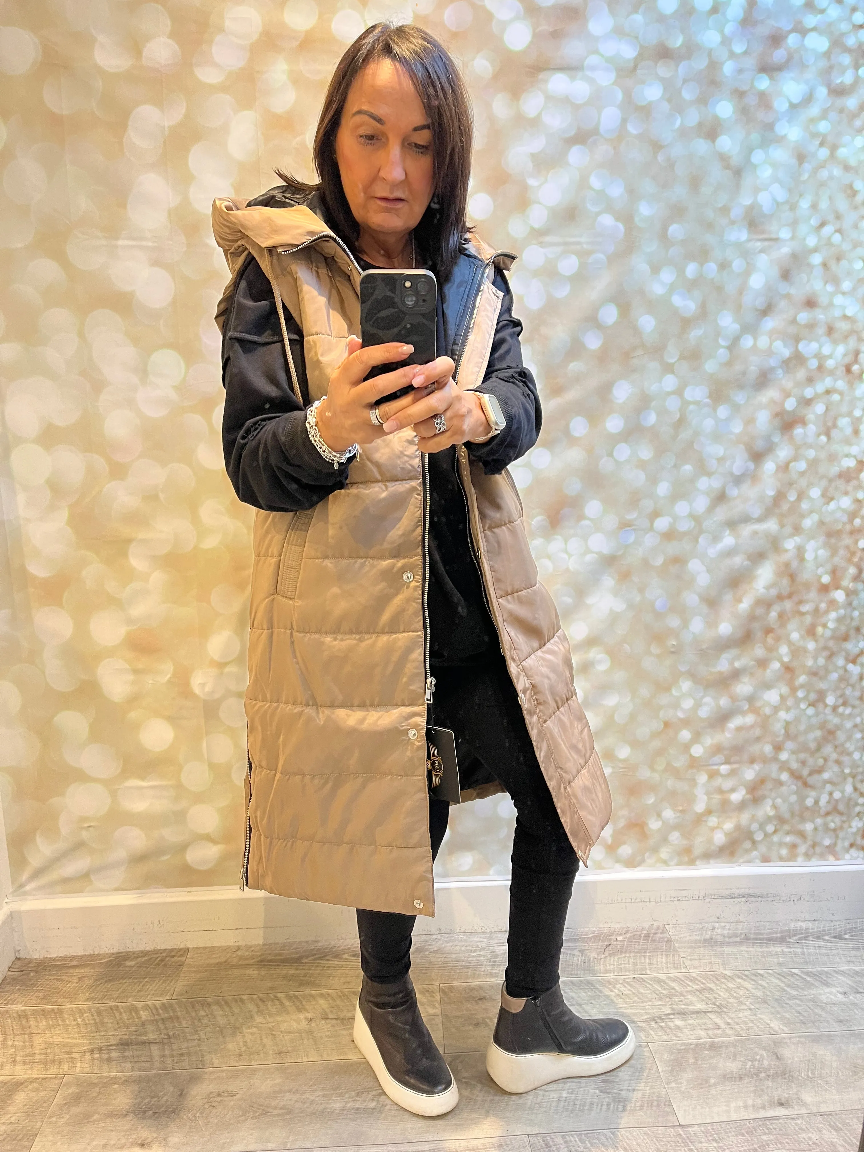Hooded Gilet with side zips