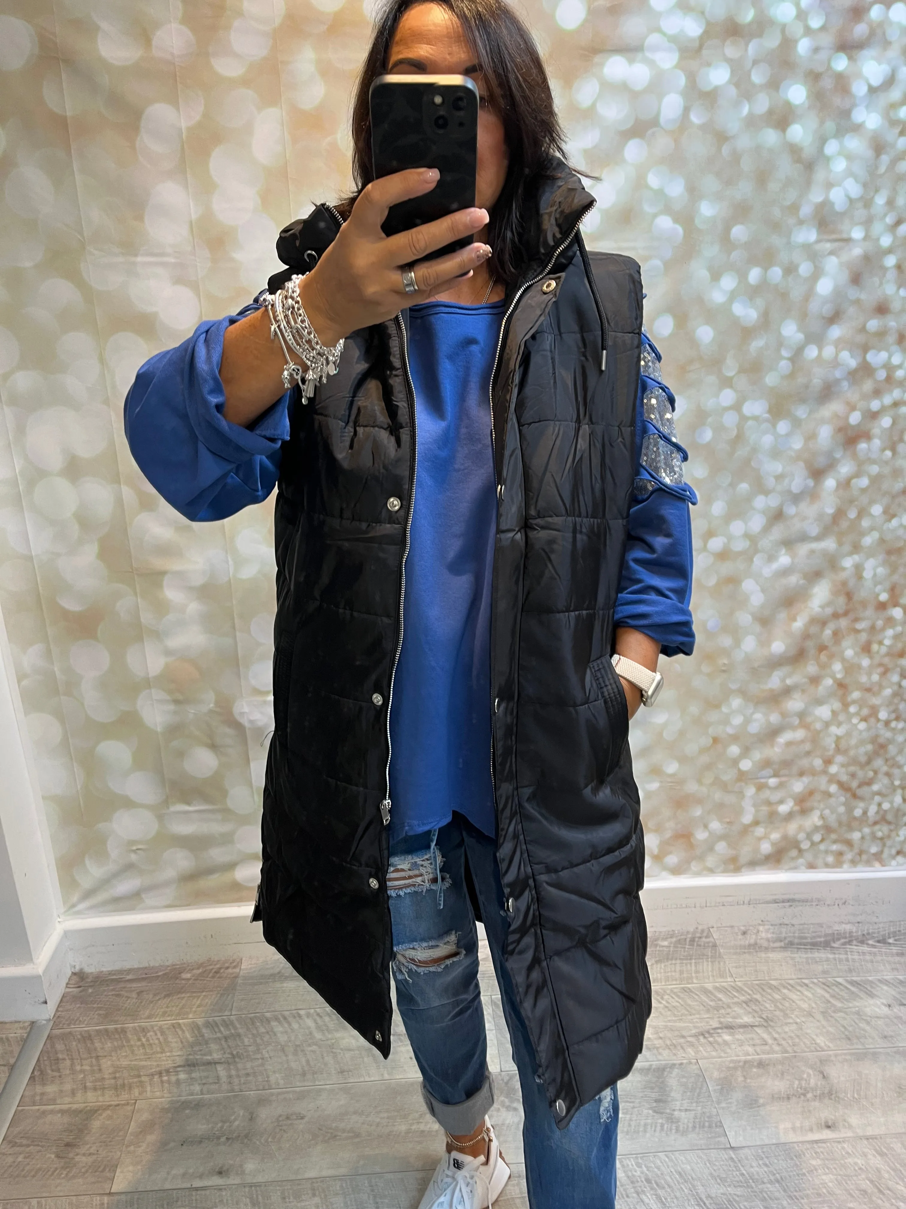 Hooded Gilet with side zips