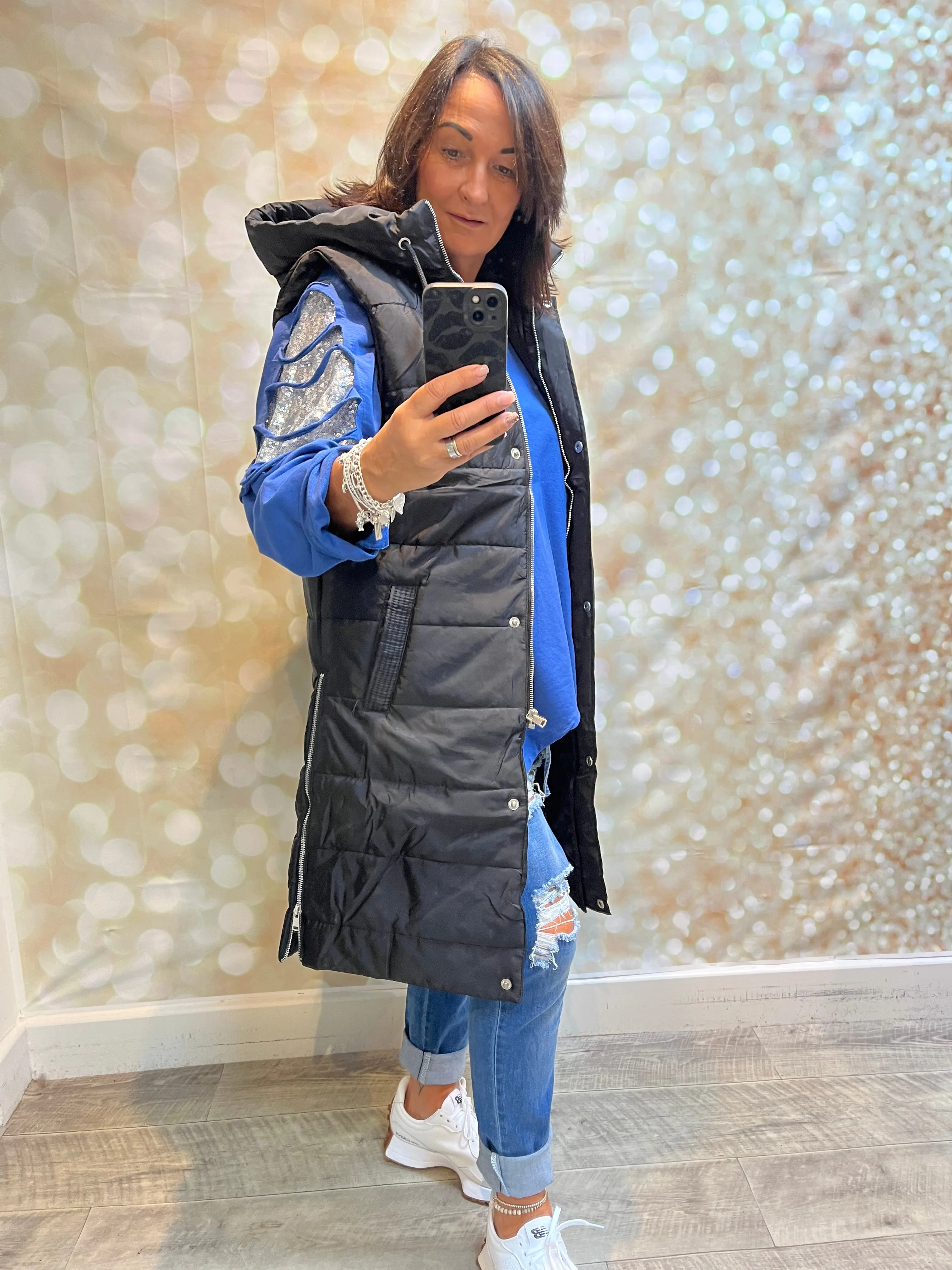 Hooded Gilet with side zips