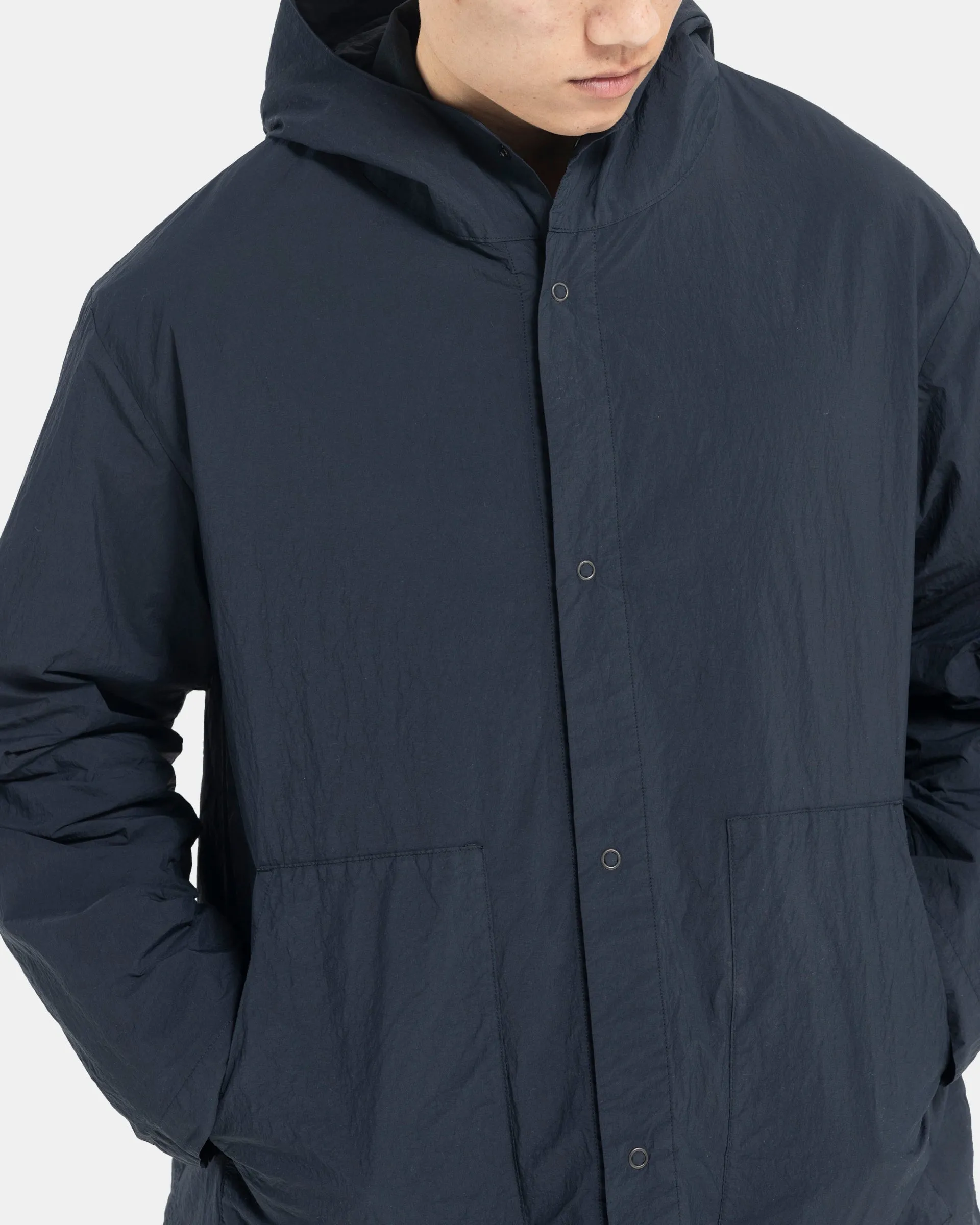 Hooded Nylon Blouson in Black