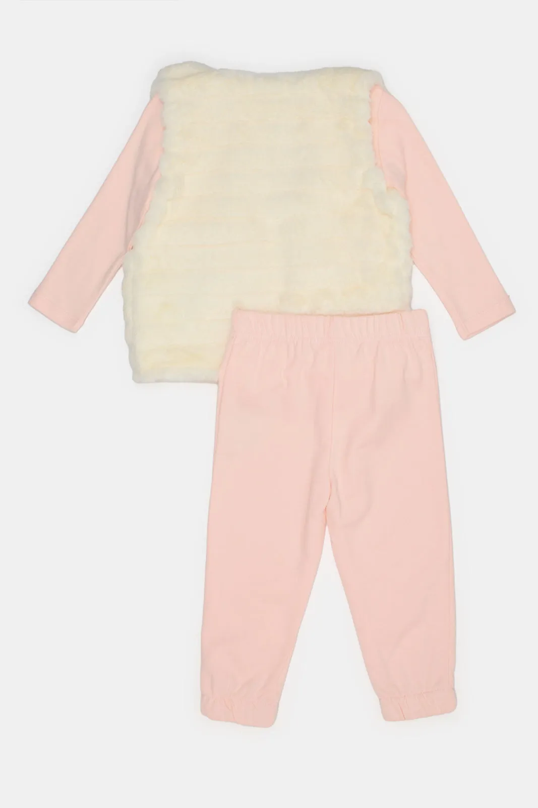 Infant Girls Pink Embellished Casual Set (3 Piece)