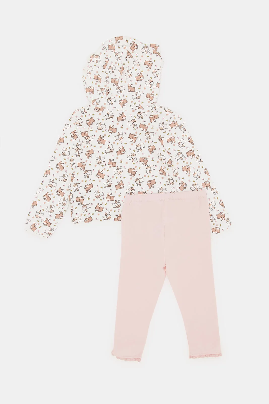 Infant Girls Pink Printed Casual Set (2 Piece)