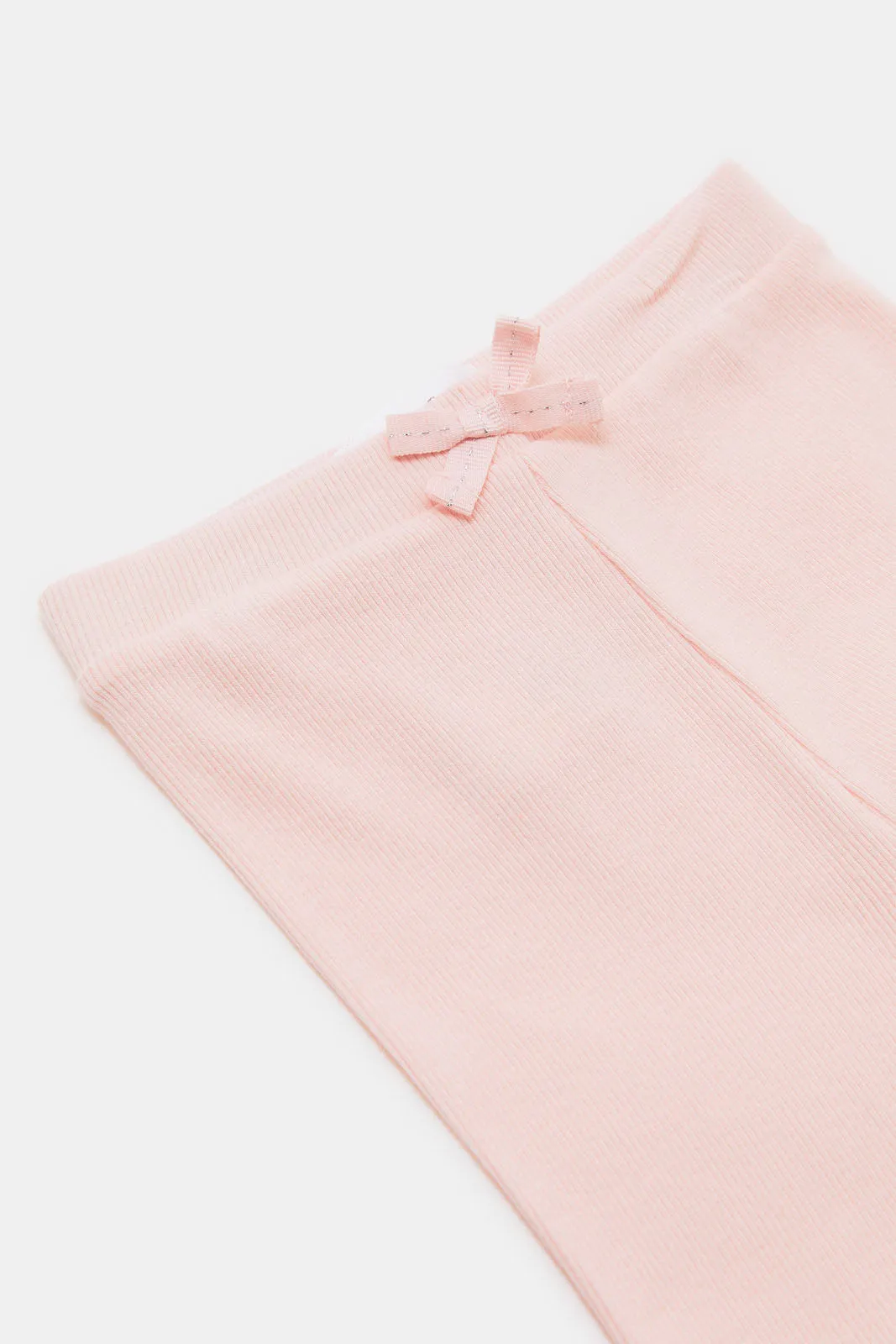 Infant Girls Pink Ribbed Casual Set (2 Piece)